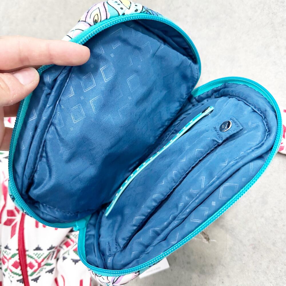 NWT Vera Bradley Cosmetic Case Small Zip Travel Makeup Bag Aqua Floral Pattern - Picture 4 of 4